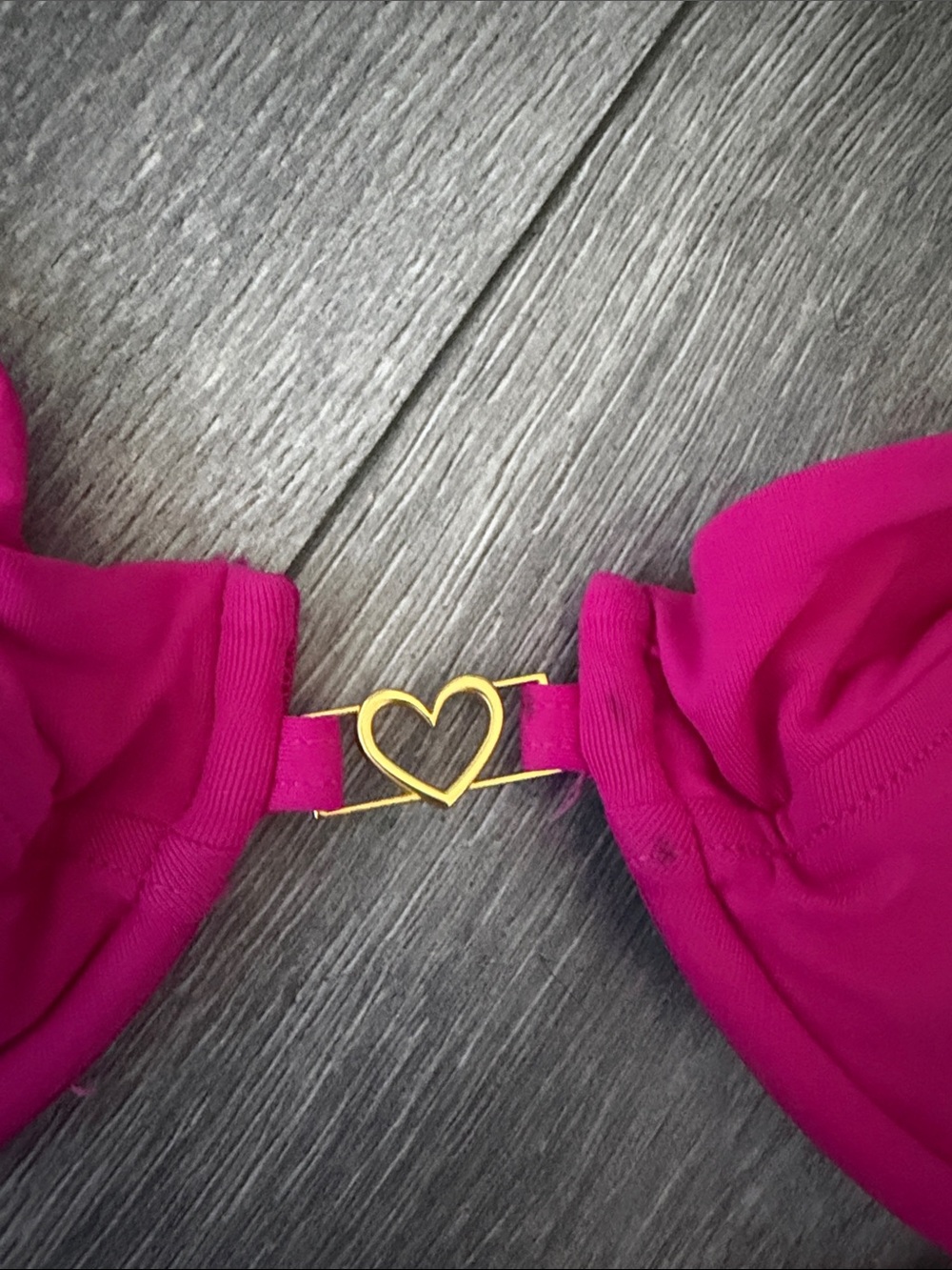 l*space Hot Pink Triangle Bikini with Gold Heart Accents - Picture 3 of 3